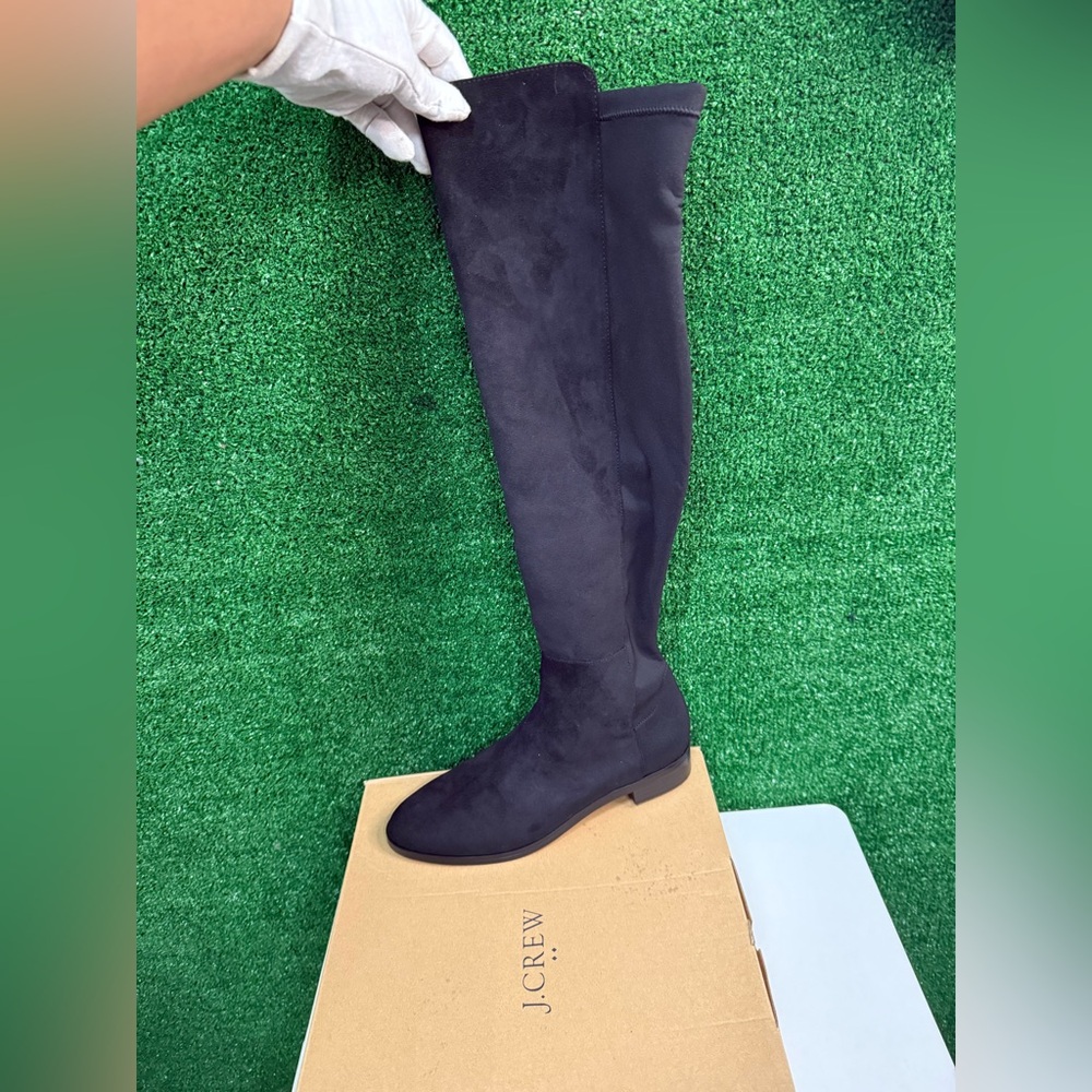 J Crew black SUEDED KNEE HIGH BOOTS WITH STRETCH Size 8.5 NWT Brand New